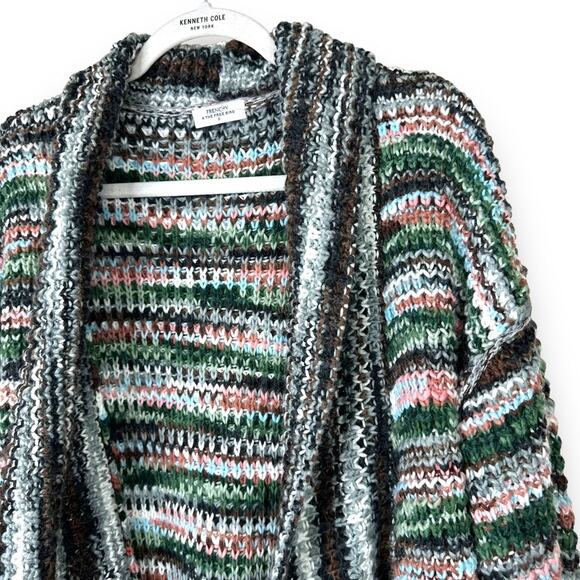 Frenchy & The Free Bird Multi Colored Wide Sleeves Open Crochet Cardigan Sweater - Picture 3 of 9